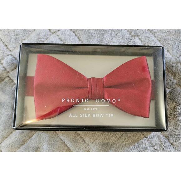 Pronto Uomo Bow Tie Silk Formal Red Vintage Retro Bowtie New In Box Sealed - Picture 1 of 2